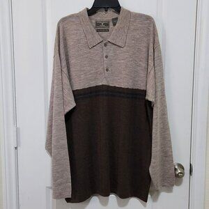 International Waters Mens L 100% Merino Wool Oversized Polo Sweater Quiet Luxury